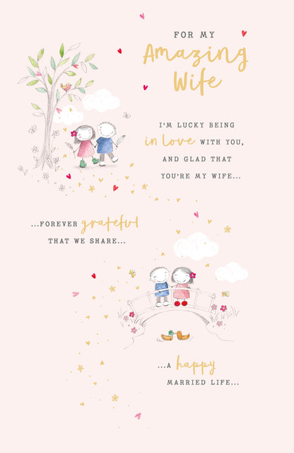 Hand Finished Greeting Cards Anniversary Wedding Wife  Watermark Core Line