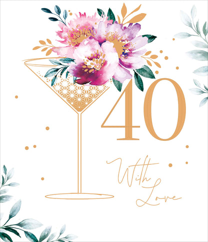 Standard Greeting Cards Birthday 40th  Ruby Bloom