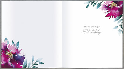 Standard Greeting Cards Birthday 40th  Ruby Bloom