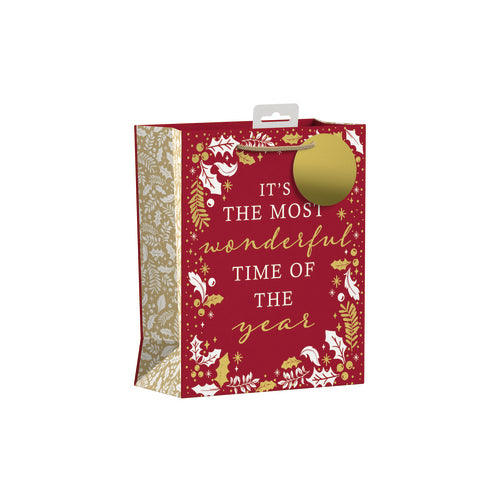 GIFTMAKER CHRISTMAS MEDIUM GIFT BAG 6's - MOST WONDERFUL TIME