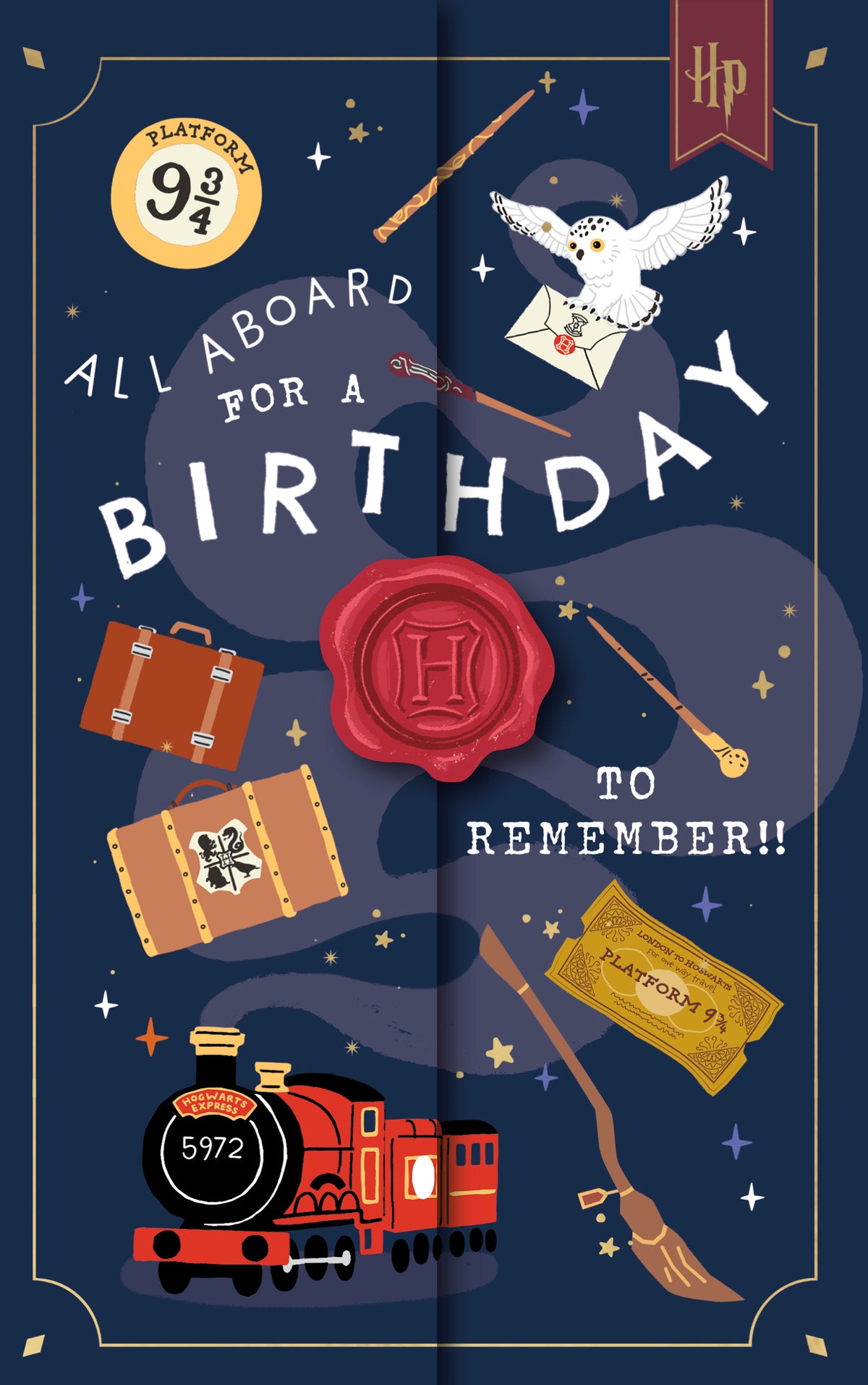 Hand Finished Greeting Cards Birthday Juvenile WB Harry Potter