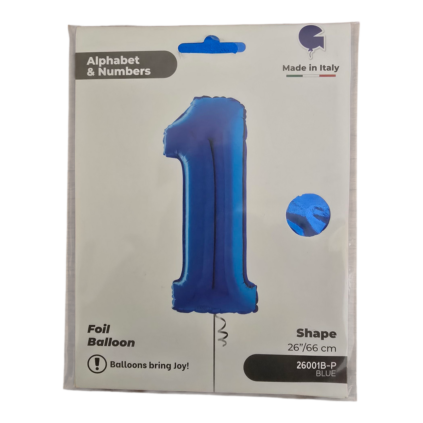 26 inch No 1 Balloon in  Blue by Alphabet & Numbers
