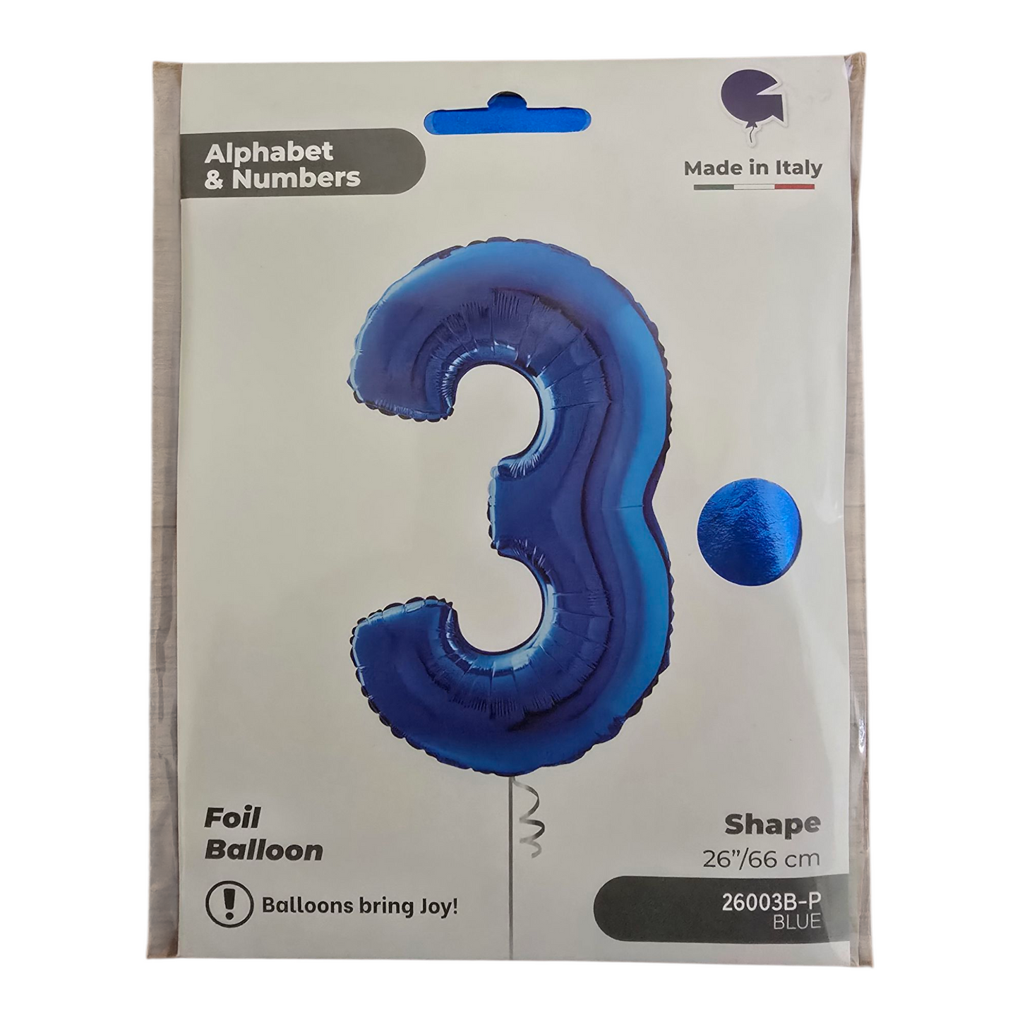 26 inch No 3 Balloon in  Blue by Alphabet & Numbers