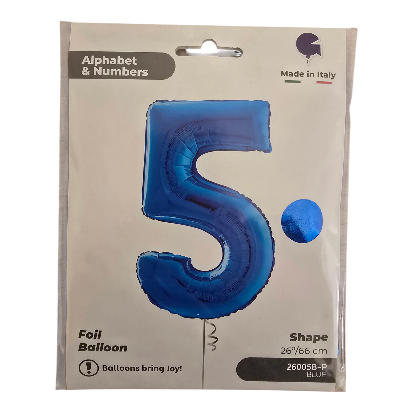 26 inch No 5 Balloon in  Blue by Alphabet & Numbers