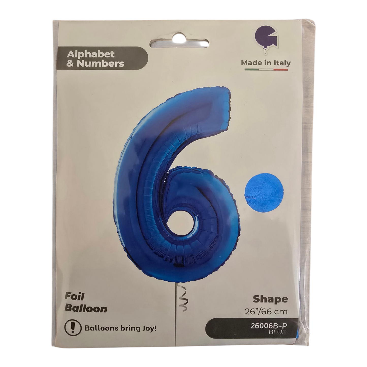 26 inch No 6 Balloon in  Blue by Alphabet & Numbers