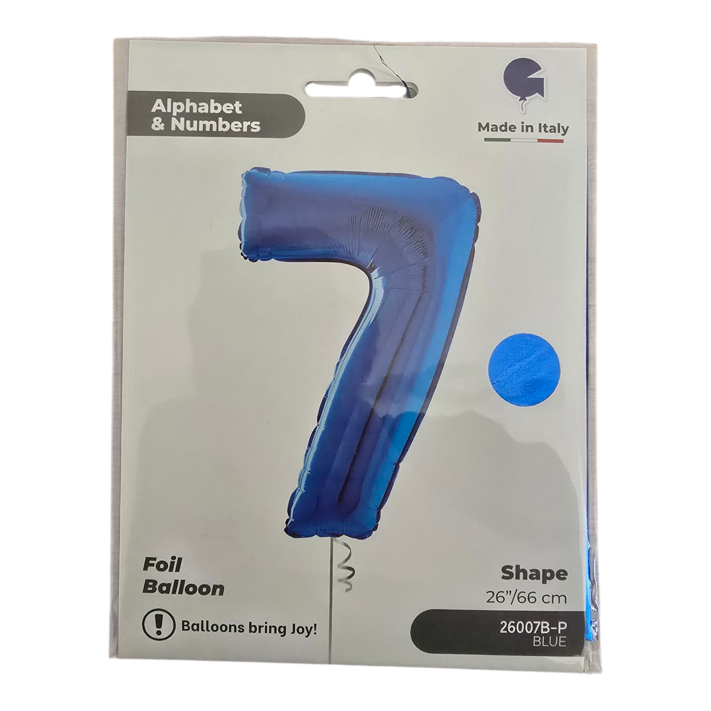 26 inch No 7 Balloon in  Blue by Alphabet & Numbers