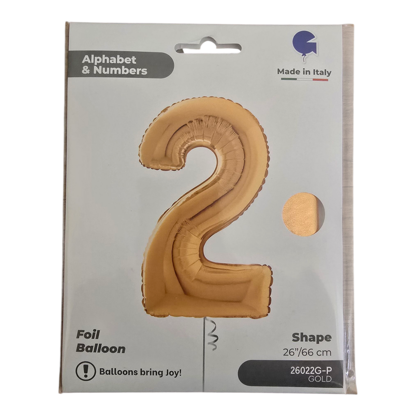 26 inch No 2 Balloon in  Gold by Alphabet & Numbers