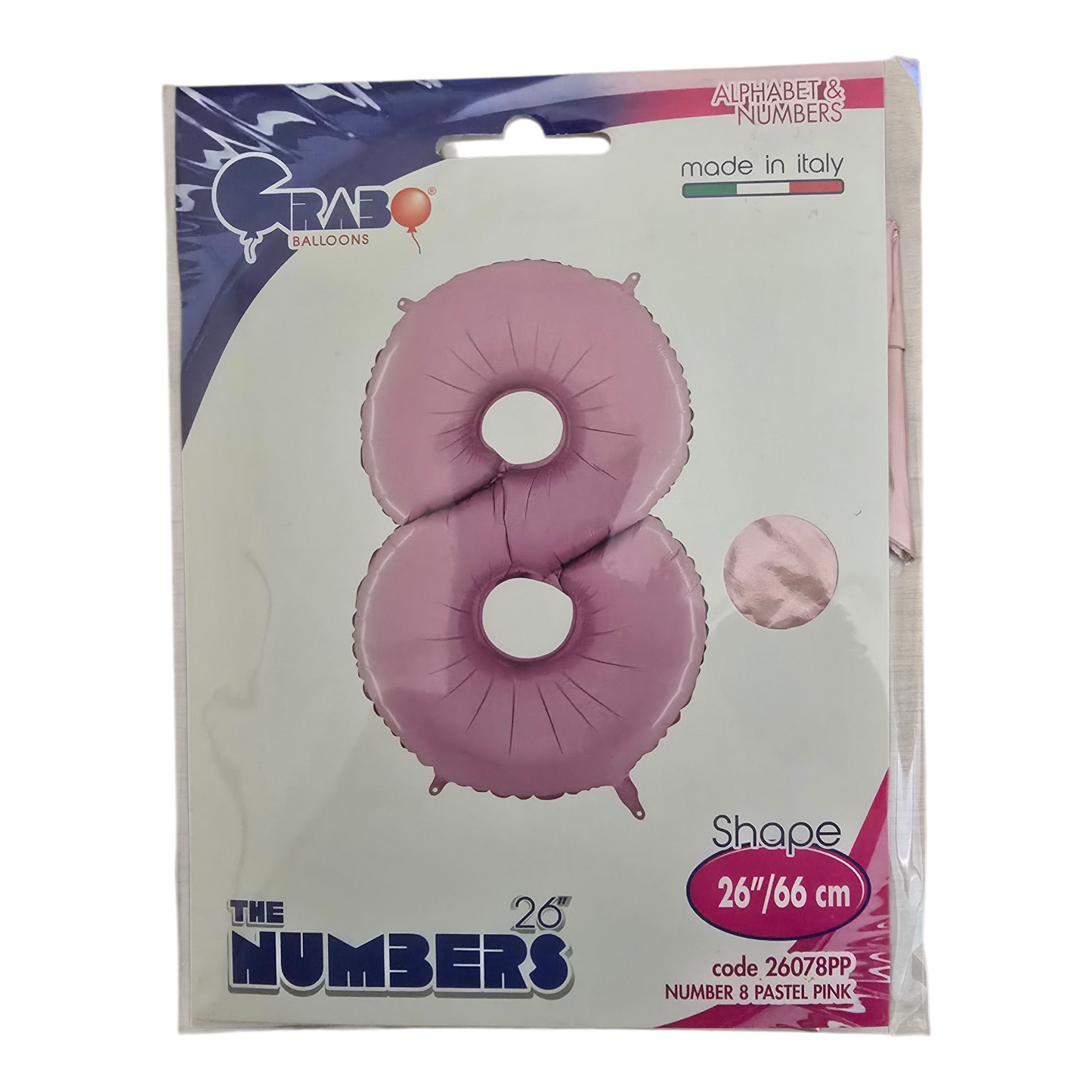 26 inch No 8 Balloon in  Pastel Pink by Grab