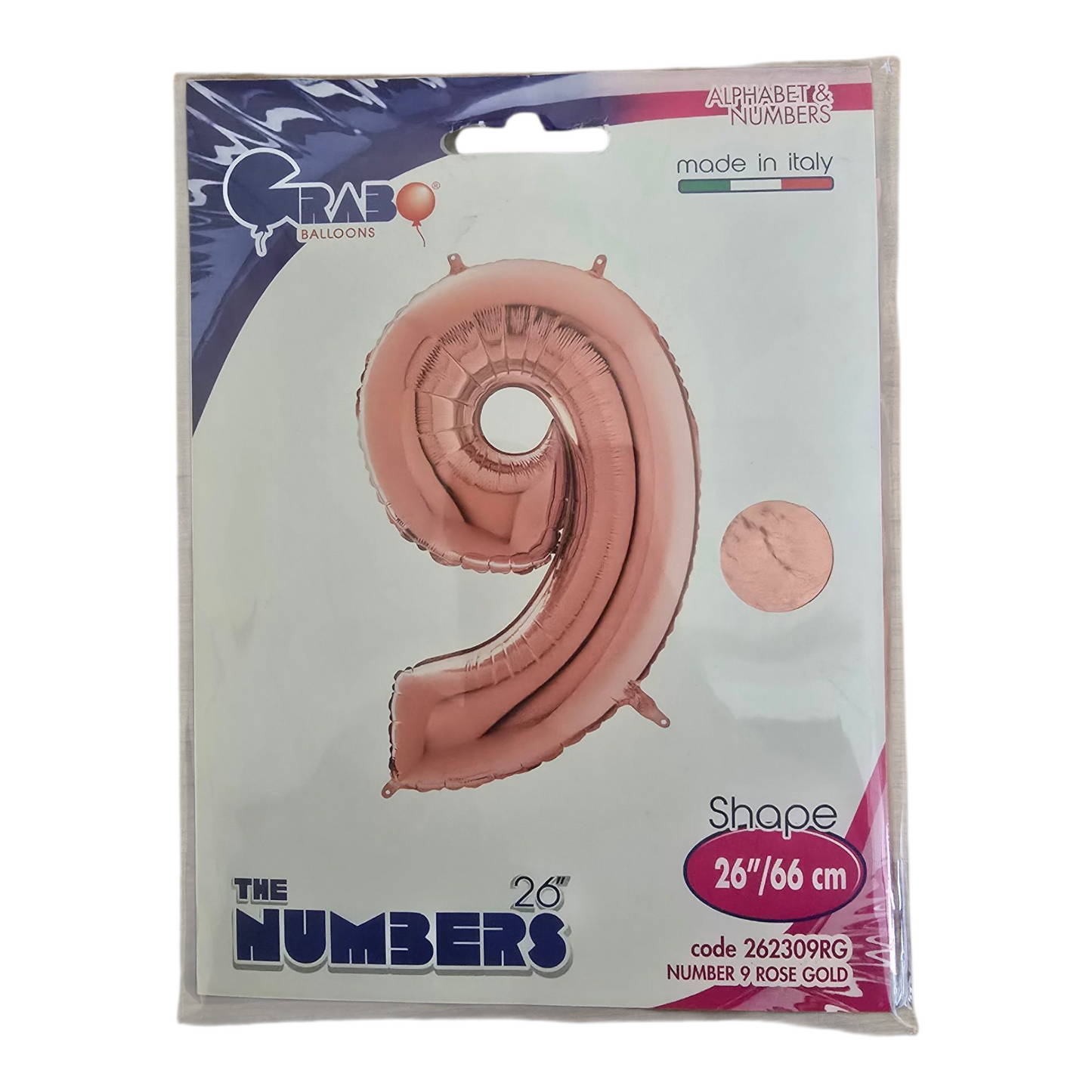 26 inch No 9 Balloon in  Rose Gold by Grab
