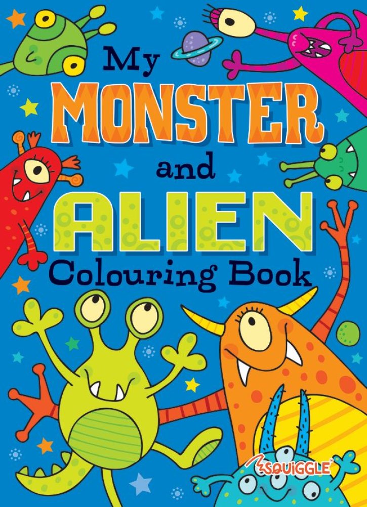SQUIGGLE BIG COLOURING BOOK ASSORTED (ALIEN, MONSTER & DINOSAUR)