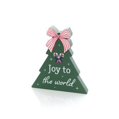 MERRY LITTLE BOWS JOY TO THE WORLD WOOD TREE BLOCK