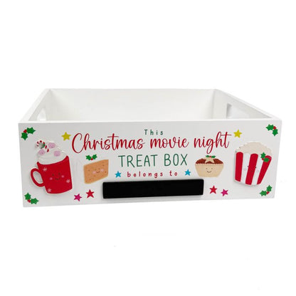 FESTIVE FUN MOVIE NIGHT WOOD TREAT BOX CAN BE PERSONALISED