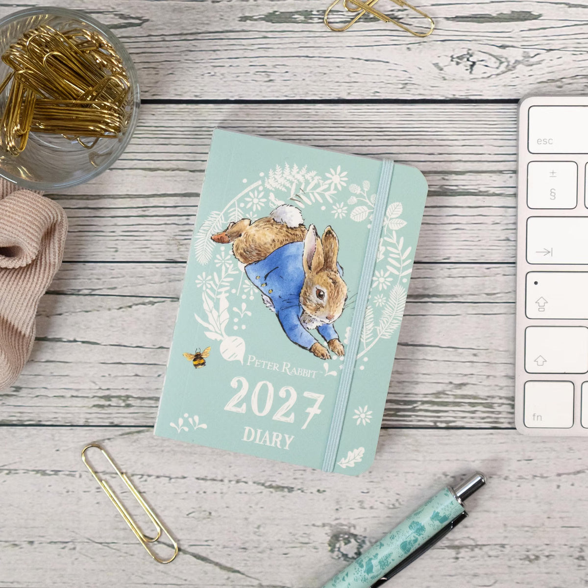 Peter Rabbit 2027 Mini Weekly Diary | Pocket-Sized Organiser with Elastic Strap Closure & Address Section | Official Beatrix Potter Diary