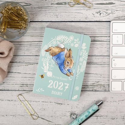 Peter Rabbit 2027 Mini Weekly Diary | Pocket-Sized Organiser with Elastic Strap Closure & Address Section | Official Beatrix Potter Diary
