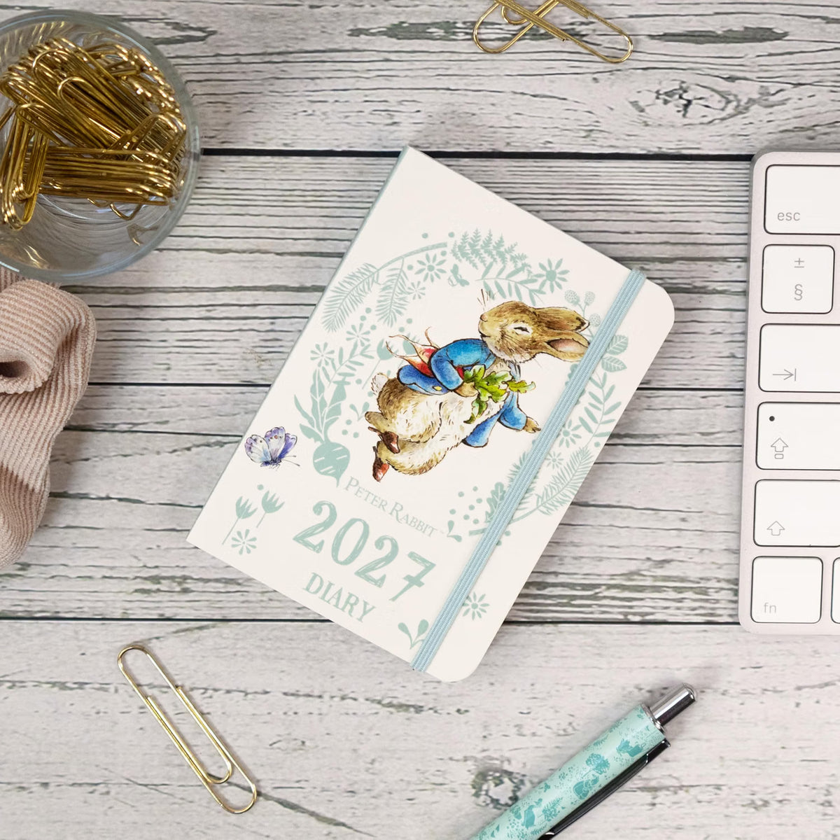 Peter Rabbit 2027 Mini Weekly Diary | Pocket-Sized Organiser with Elastic Strap Closure & Address Section | Official Beatrix Potter Diary