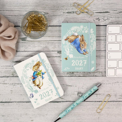 Peter Rabbit 2027 Mini Weekly Diary | Pocket-Sized Organiser with Elastic Strap Closure & Address Section | Official Beatrix Potter Diary