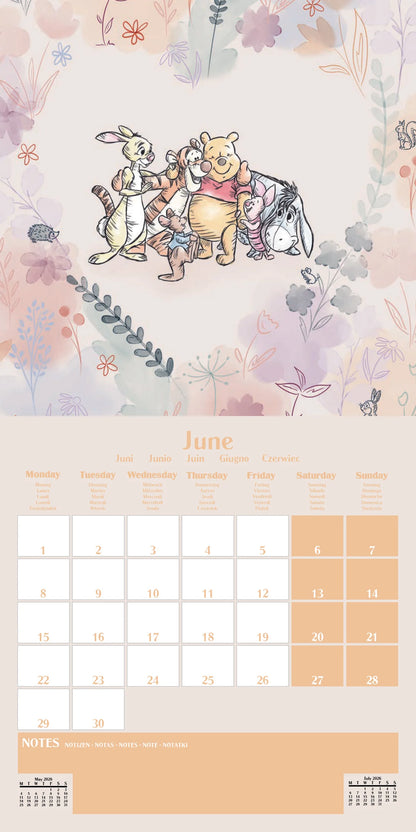 Winnie The Pooh Family by Disney 2026 Square Wall Calendar