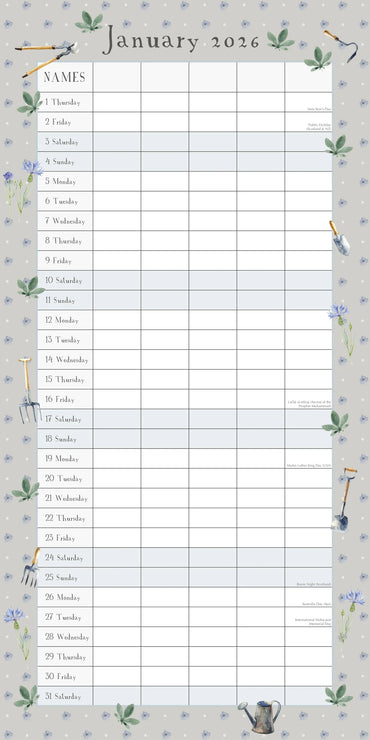 2026 Garden Organiser - Square Wall Calendar