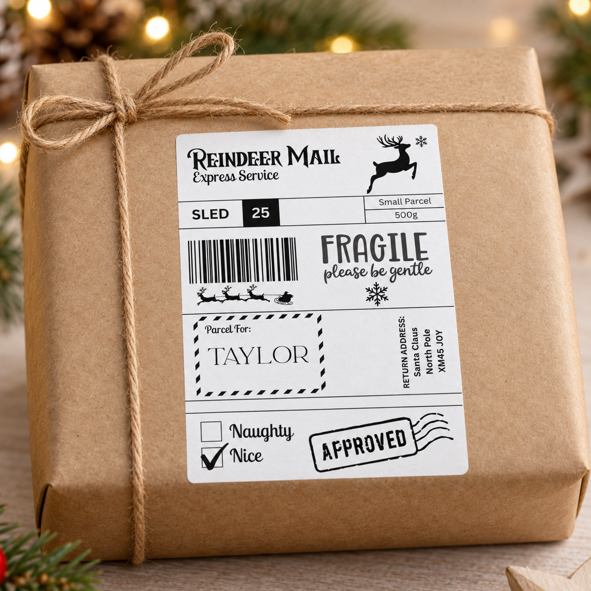 Brand New Reindeer Mail Christmas Parcel Labels – Pack of 5 – Santa North Pole Stickers