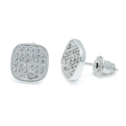 Square stardust silver studs