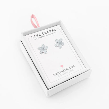 Flower silver studs