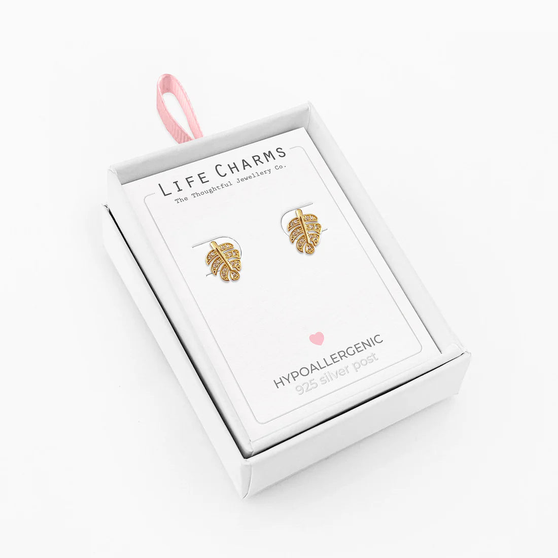 Palm leaf gold stud earrings