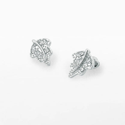 Silver leaf stud earrings