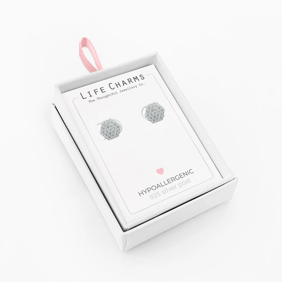 Octagon silver stud earrings
