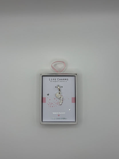 #BeCharming Life Charm Heart and Feather Charm