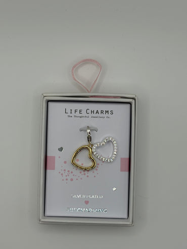 #BeCharming Life Charm Two Tone Double Hearts