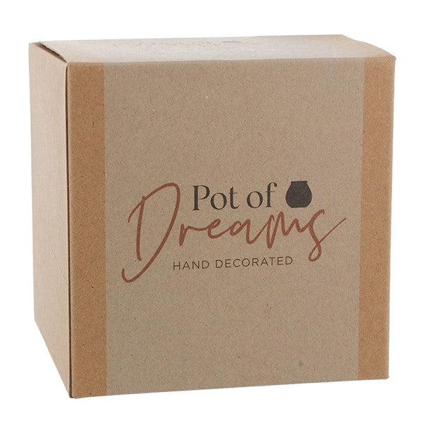 Pot of Dreams White Dandelion Flowers Save And Smash Teal Color Ceramic Money Box Piggy Bank