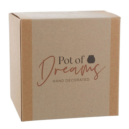 Pot of Dreams White Dandelion Flowers Save And Smash Teal Color Ceramic Money Box Piggy Bank