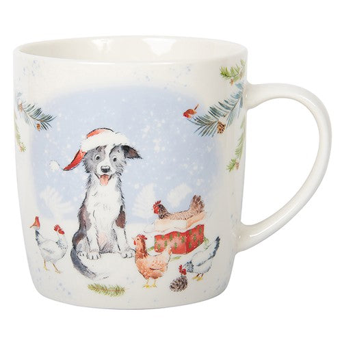 Paper Shed Xmas Mug Collie & Chickens