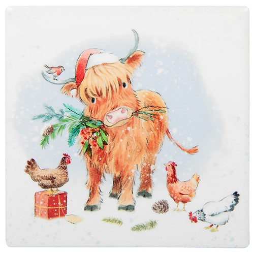Paper Shed Xmas Coaster Highland Cow