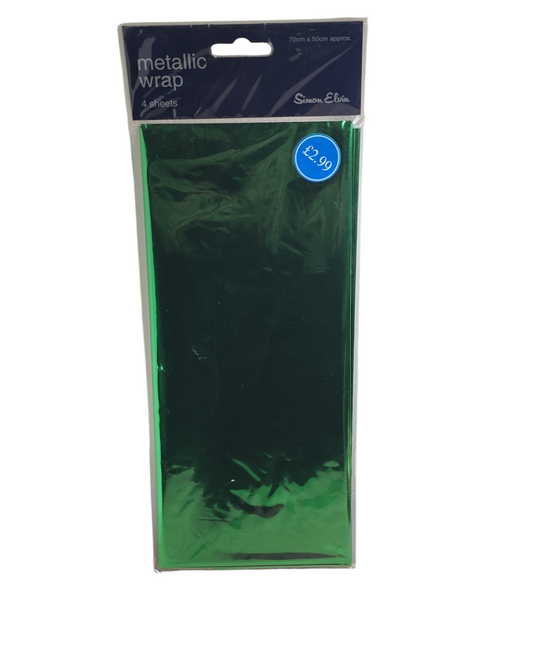 Metallic Wrap 4 Sheets 50cmx70cm GREEN