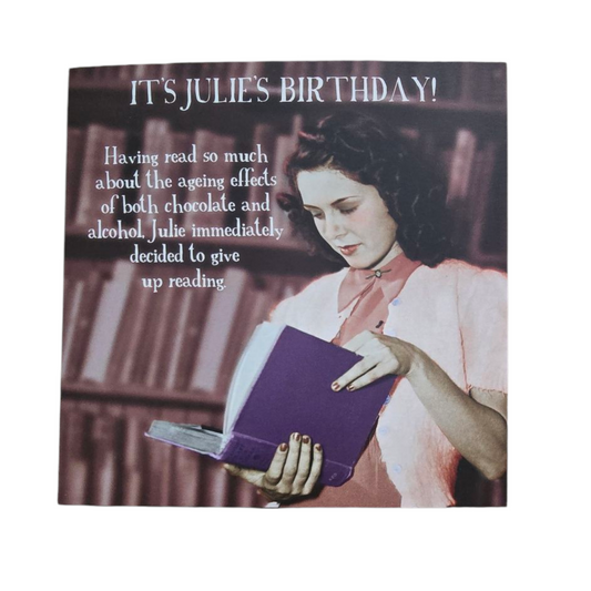 Having read so much about the ageing effects of both chocolate and alcohol, Julie immediatley decided to give up reading