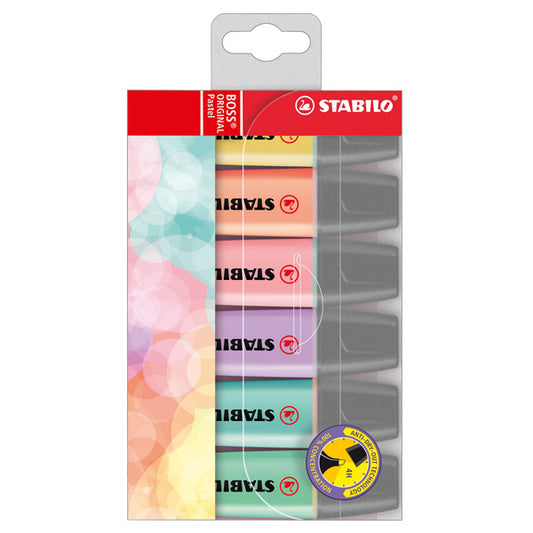 STABILO BOSS Highlighter Pastel Pack of 6 Assorted Colours