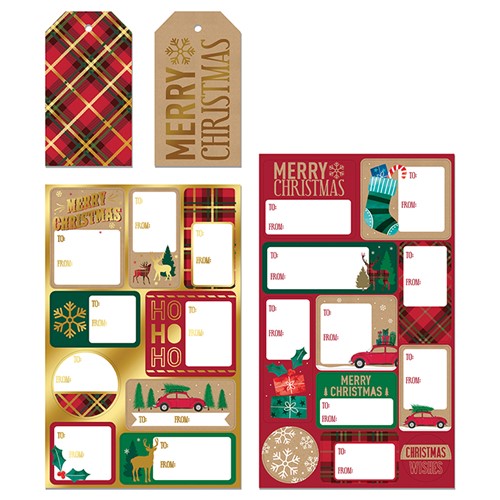 55 Pack Tartan Tag & Sticker Set