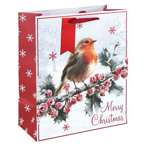 Traditional Robin White Kraft Bag Large