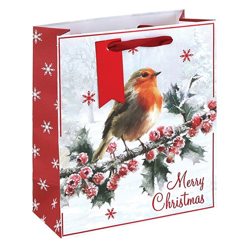 Traditional Robin White Kraft Bag Medium
