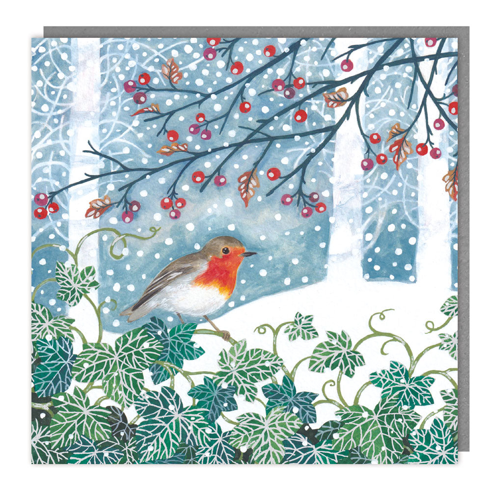 Pack of 5 - Robin in the trees - 140x140 - Foil - RT