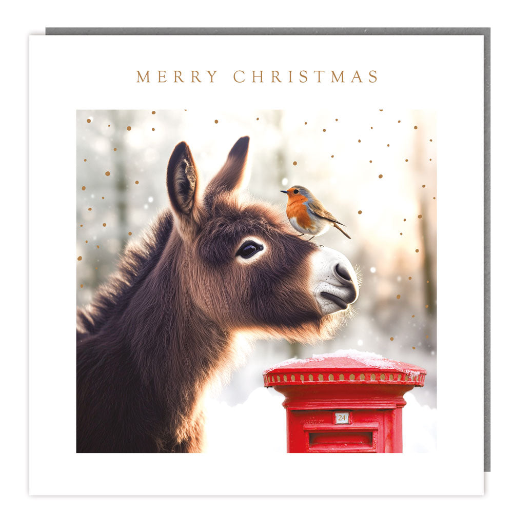 Pack of 5 - Donkey & Robin at Postbox - 140x140 - Foil - RT