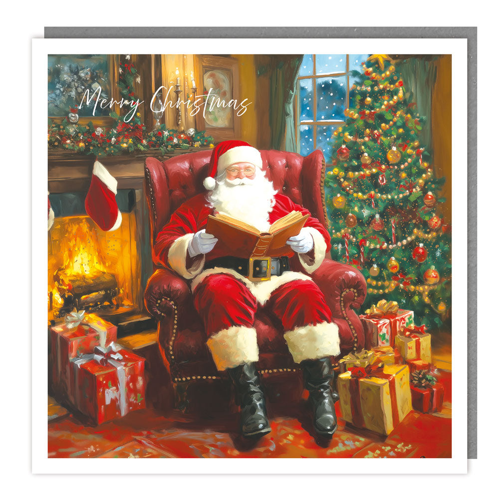 Pack of 5 - Santa by the Fireplace - 140x140 - Foil - RT