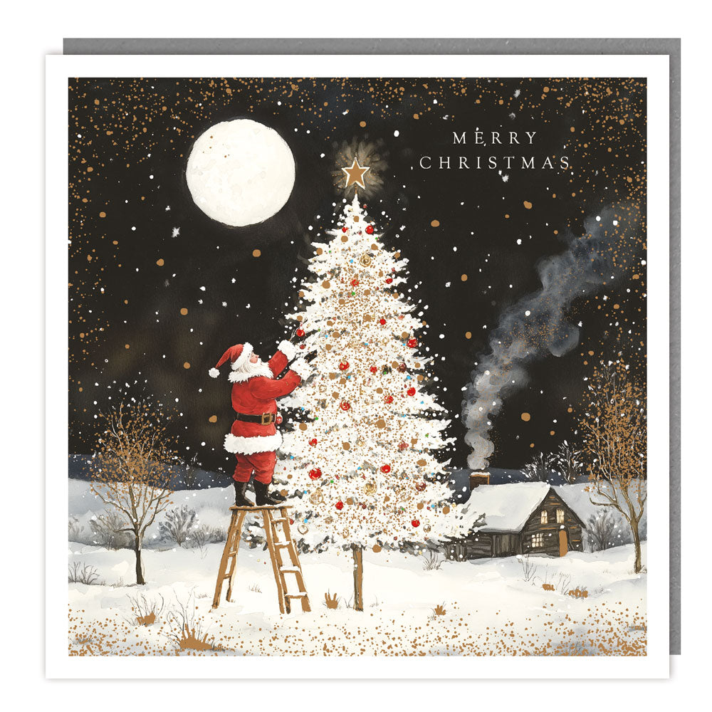 Pack of 5 - Santa Decorating the Tree - 140x140 - Foil - RT