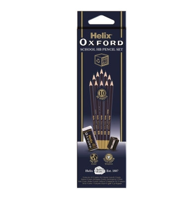 Helix Oxford x 10 Hb Pencils With Plastic Sharpener And Eraser