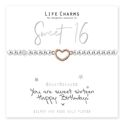 SWEET 16 ROSE GOLD HEART BRACELET