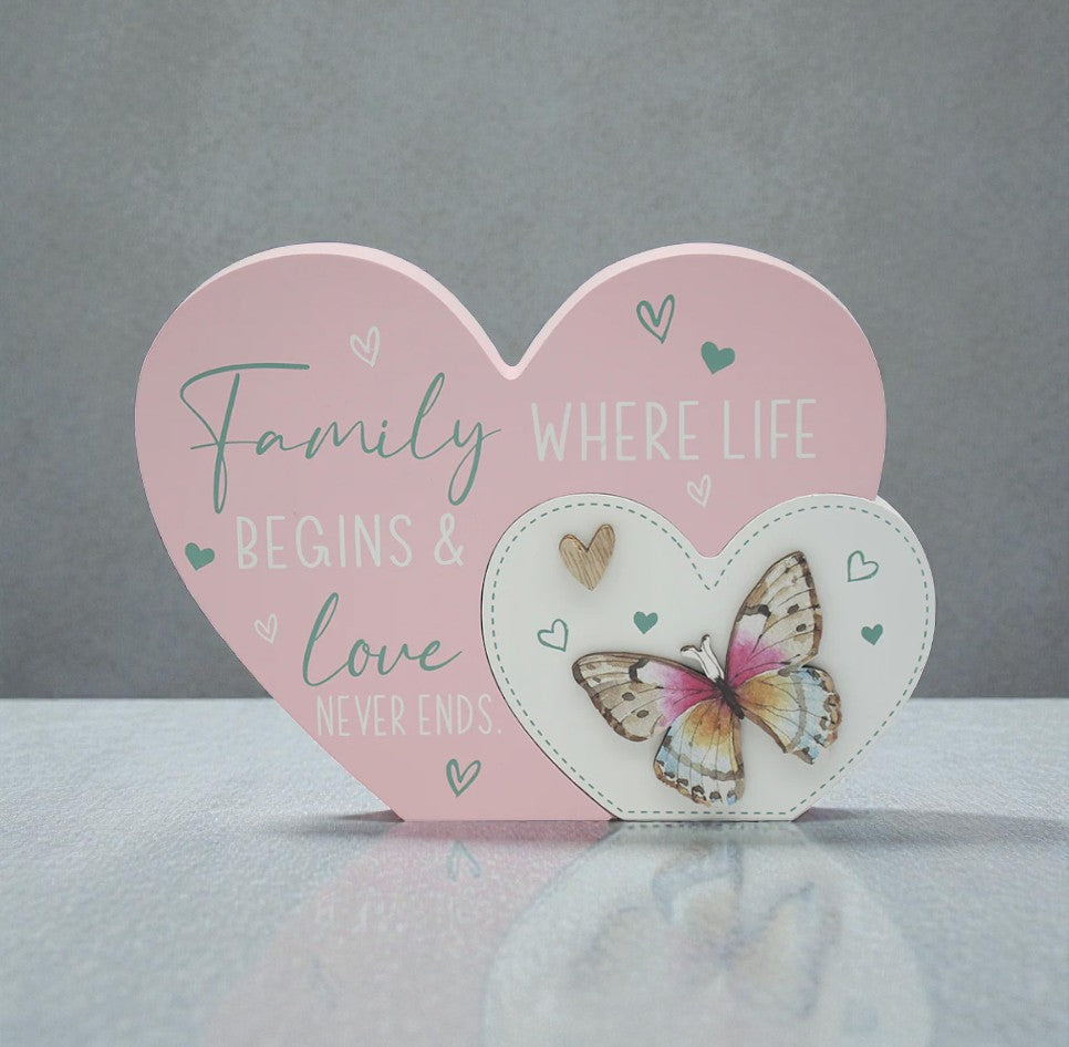 Love & Affection Family Wooden Heart Plaque