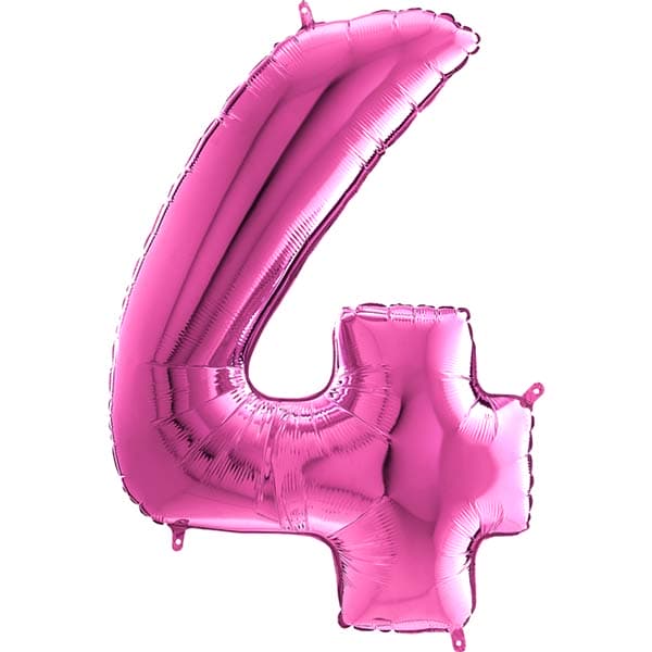 26" Grabo Fuchsia Pink Number 4 Shape Balloons