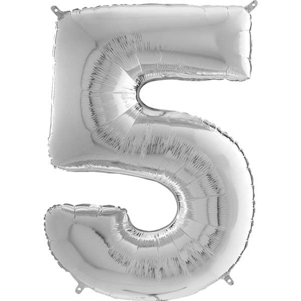 26" Grabo Silver Number 5 Shape Balloons