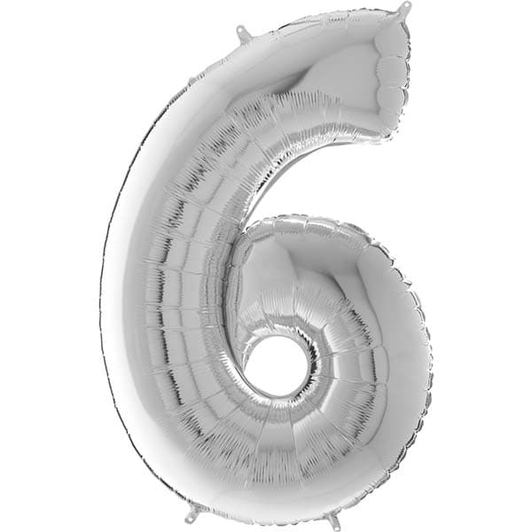 26" Grabo Silver Number 6 Shape Balloons